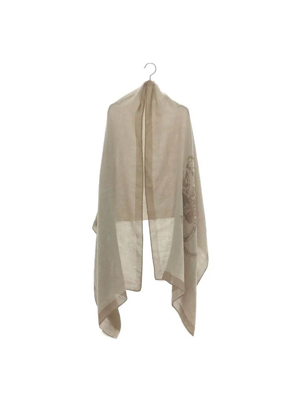 Chanel Cashmere Silk Lion Shawl Beige Scarf